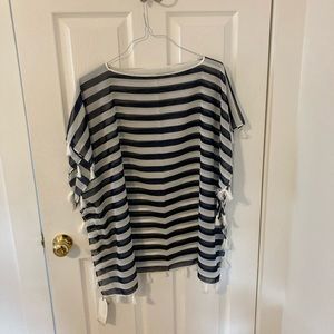 2 Chic Navy and White Beach Cover Up